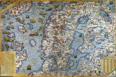 Skandinávia, részlet a Carta Marina da Olaus Magnusból, 1572